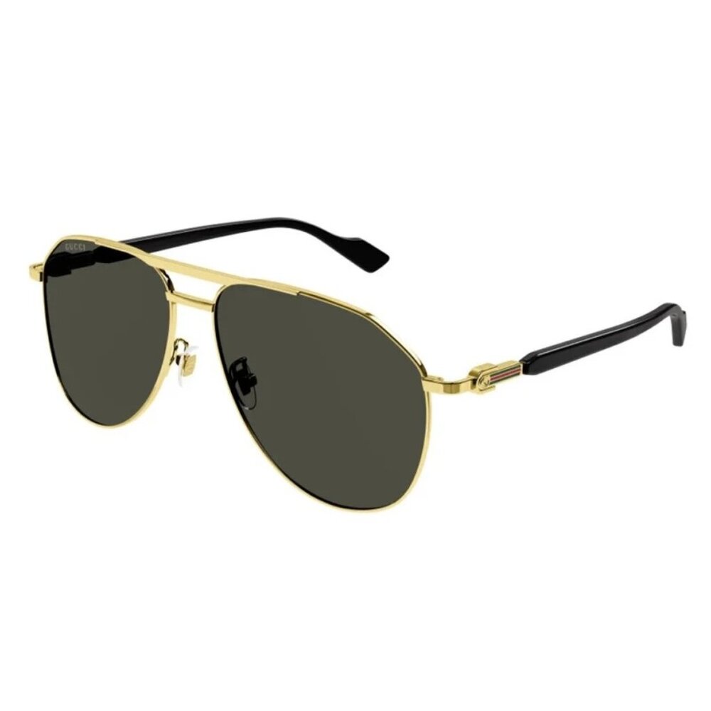 NEW GUCCI SUNGLASSES GOLD BLACK AVIATOR MEN EYEWEAR GUCCI GG1220S 001